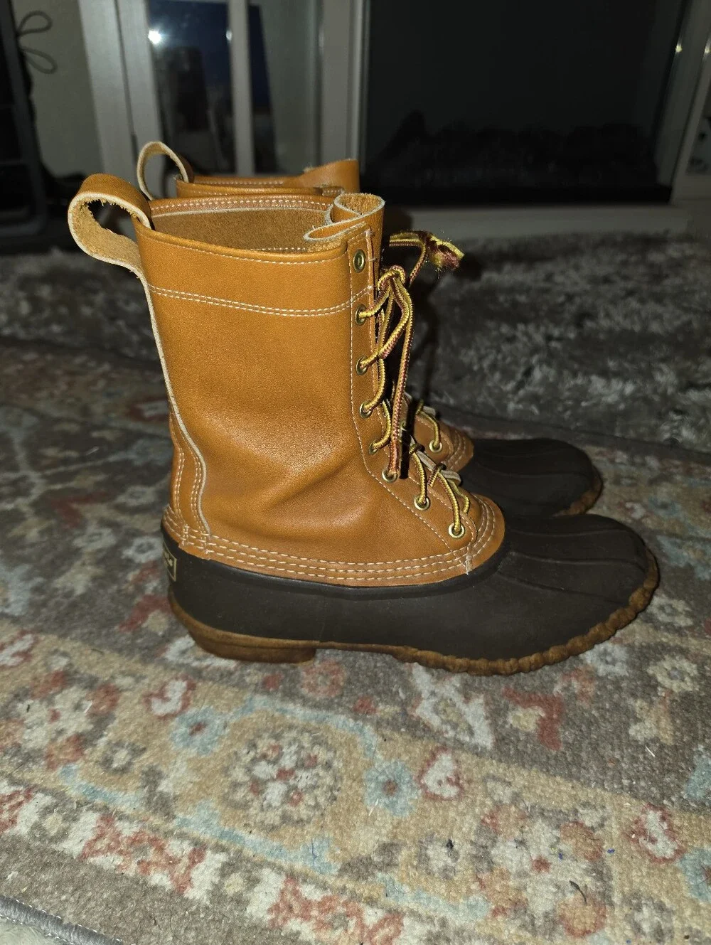 L.L. BEAN 'Bean Boots' Brown/Tan Leather Size 11-11.5 Vwey Good Pre-owned!